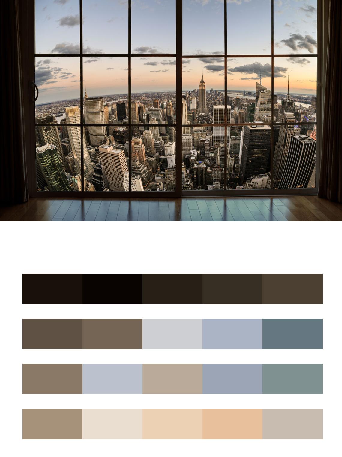 Вид из окна на Нью Йорк цвета